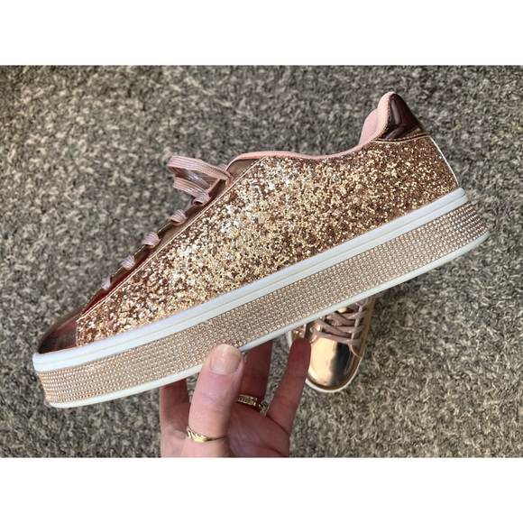 NWT Rose Gold Glitter Sneakers - Picture 5 of 8